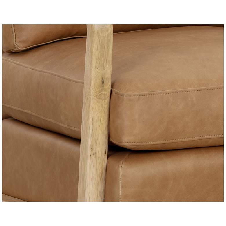 Image 5 Sunpan Castell Swivel Lounge Chair Rustic Oak Ludlow Sesame Leather more views