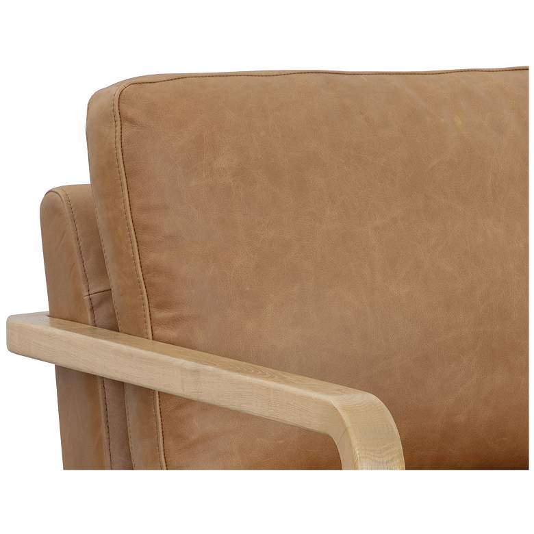 Image 6 Sunpan Castell Swivel Lounge Chair Rustic Oak Ludlow Sesame Leather more views