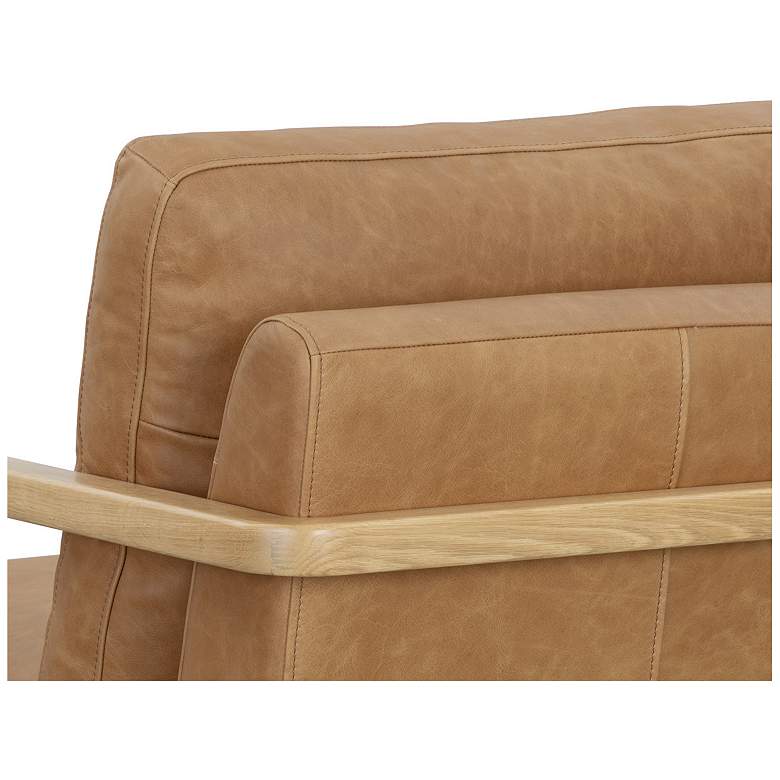 Image 7 Sunpan Castell Swivel Lounge Chair Rustic Oak Ludlow Sesame Leather more views