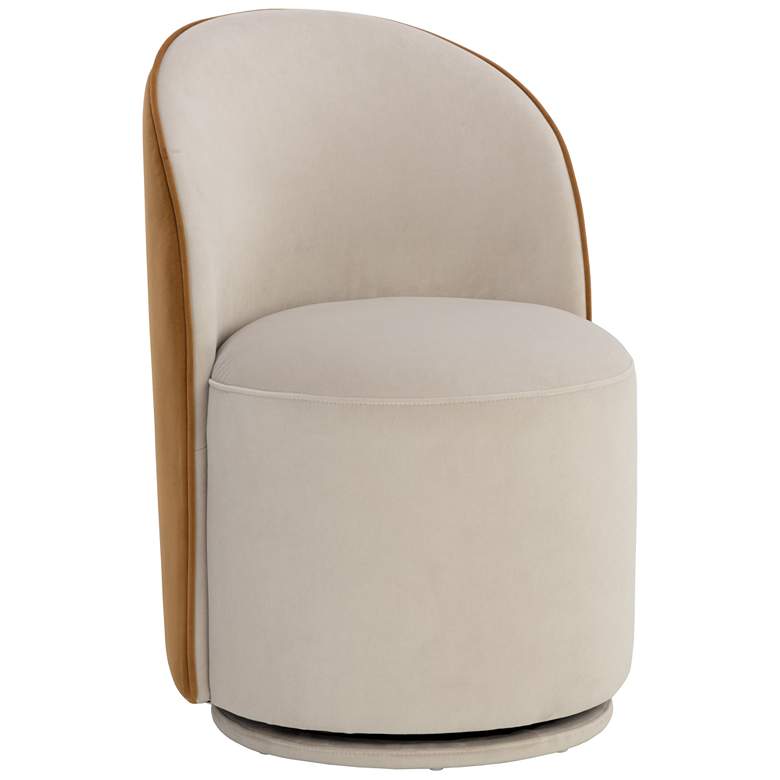 Image 1 Sunpan Cavoli Swivel Dining Chair Meg Taupe and Meg Gold