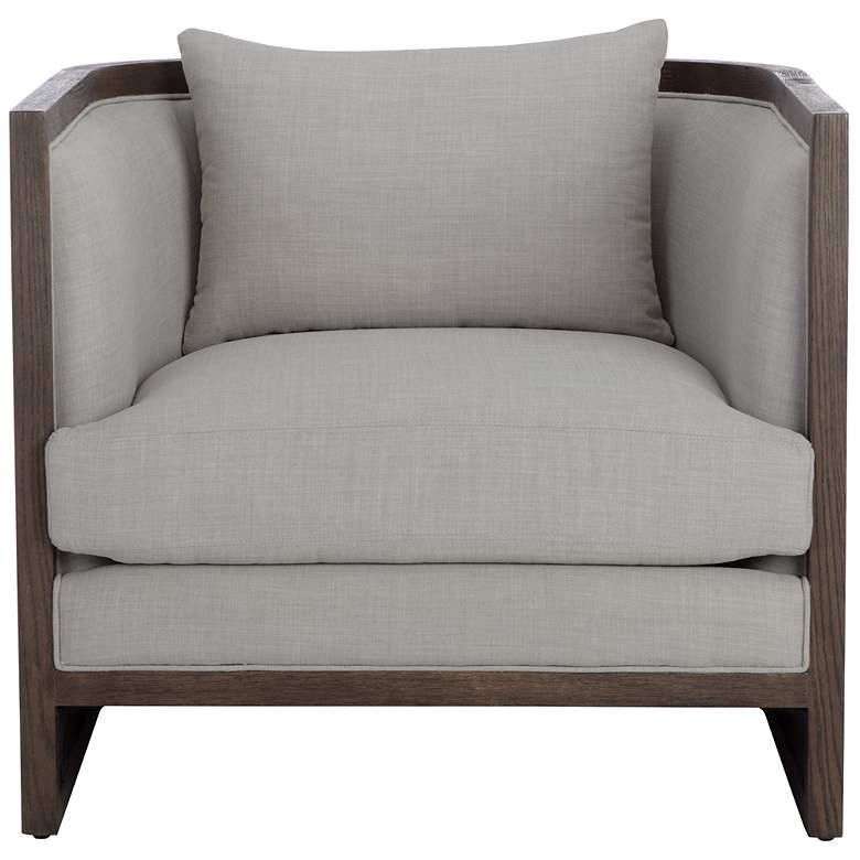 Image 2 Sunpan Chloe Lounge Chair Distressed Brown Linoso Light Gray more views