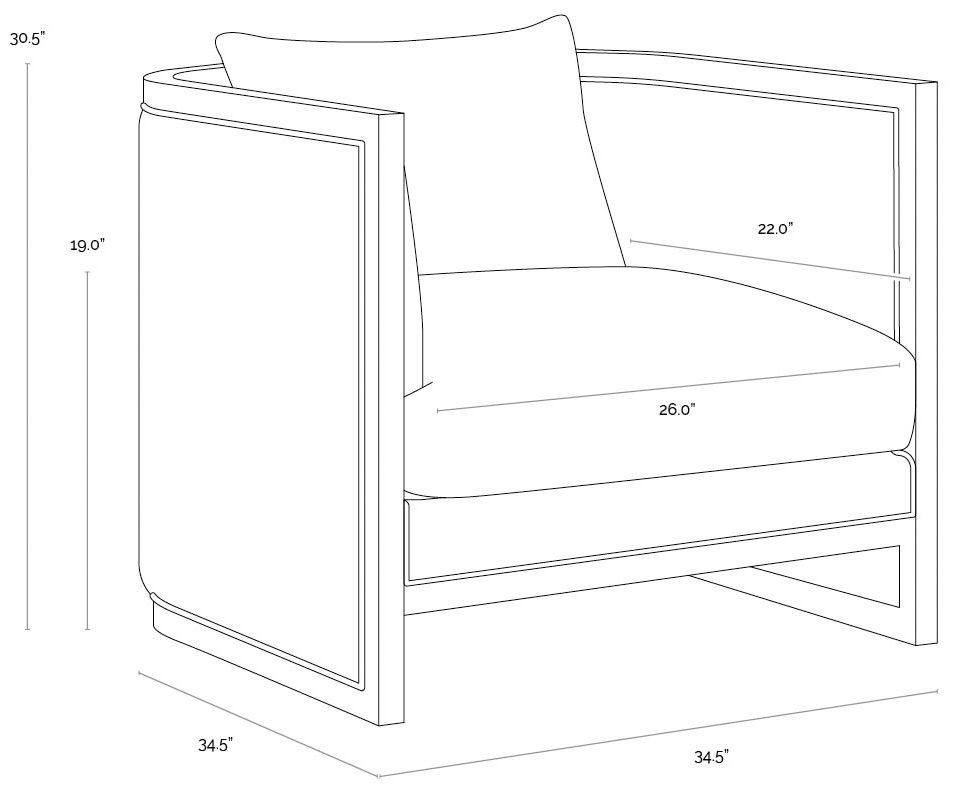 Sunpan Chloe Lounge Chair Natural Heather Ivory Tweed