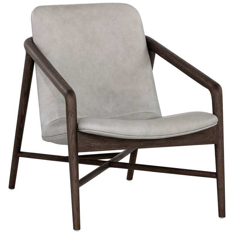 Image 1 Sunpan Cinelli Lounge Chair Distressed Brown Saloon Light Gray Leather