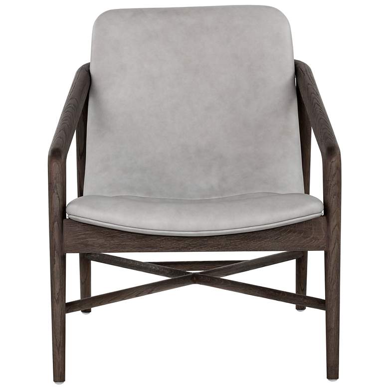 Image 2 Sunpan Cinelli Lounge Chair Distressed Brown Saloon Light Gray Leather more views
