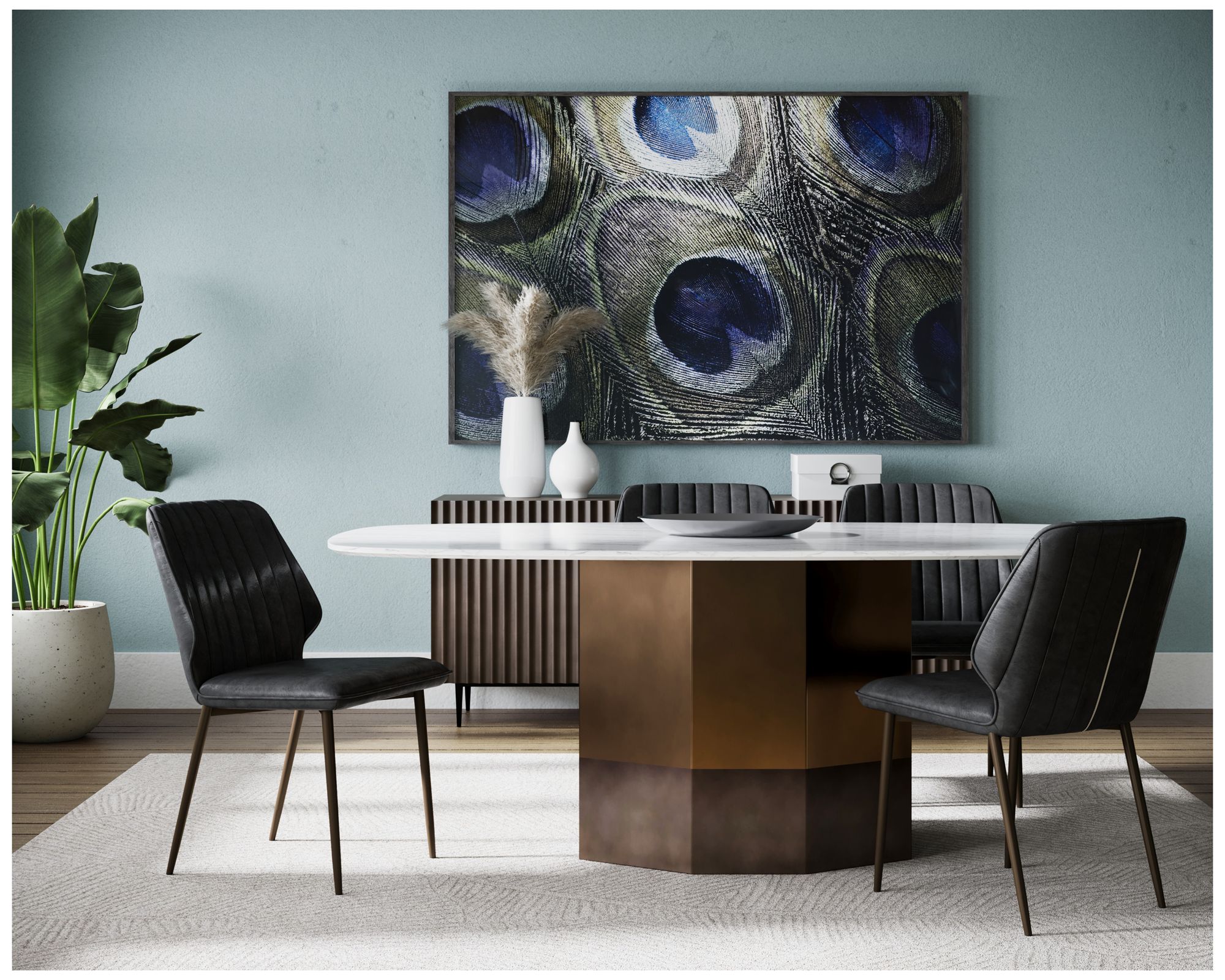 Sunpan Clinton Dining Chair Bronze Bravo Black Set of 2