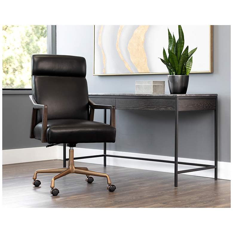 Image 5 Sunpan Collin Office Chair Brown Cortina Black Leather more views