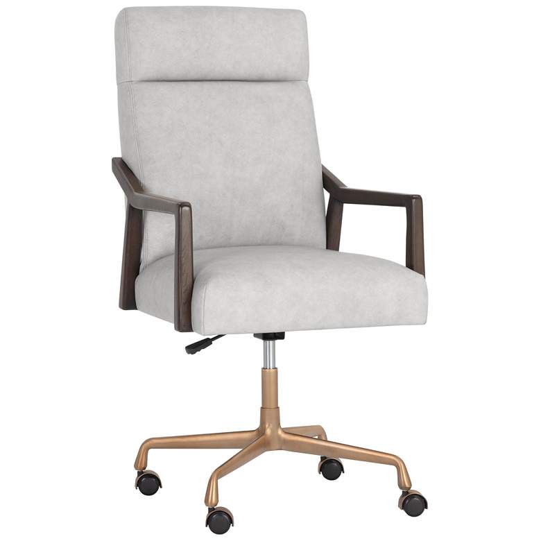Image 1 Sunpan Collin Office Chair Brown Saloon Light Gray Leather