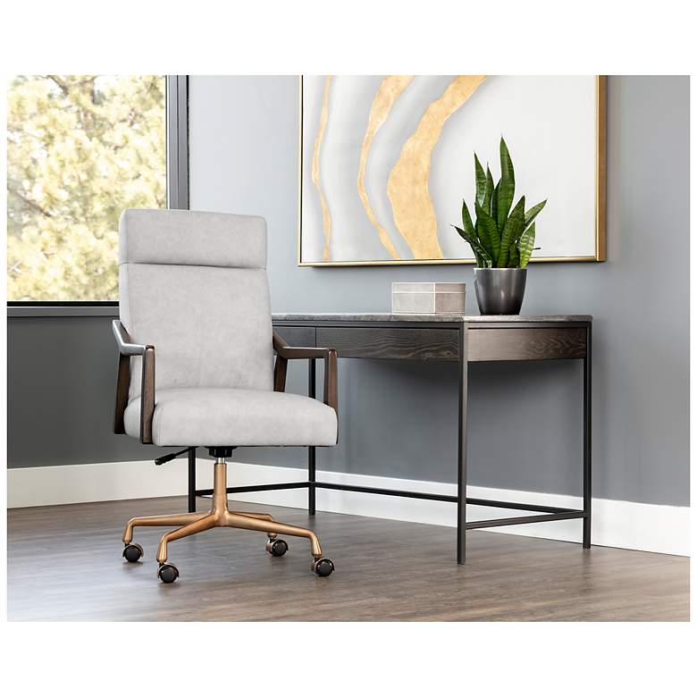 Image 5 Sunpan Collin Office Chair Brown Saloon Light Gray Leather more views