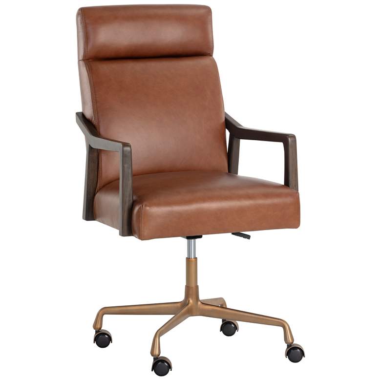 Image 1 Sunpan Collin Office Chair Brown Shalimar Tobacco Leather