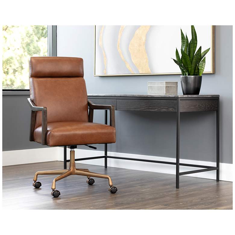 Image 5 Sunpan Collin Office Chair Brown Shalimar Tobacco Leather more views