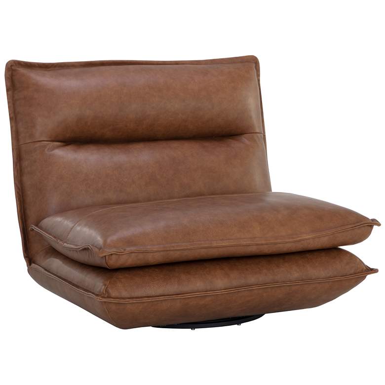 Image 1 Sunpan Colson Swivel Armless Chair Cognac Leather