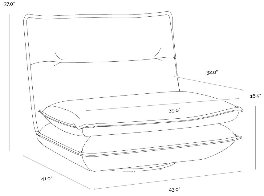 Sunpan Colson Swivel Armless Chair Cognac Leather