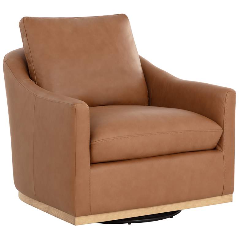 Image 1 Sunpan Corbin Swivel Lounge Chair Aline Butternut Leather