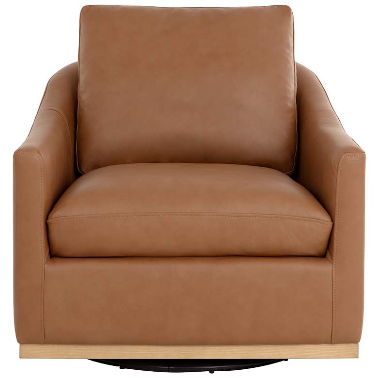 Image 2 Sunpan Corbin Swivel Lounge Chair Aline Butternut Leather more views