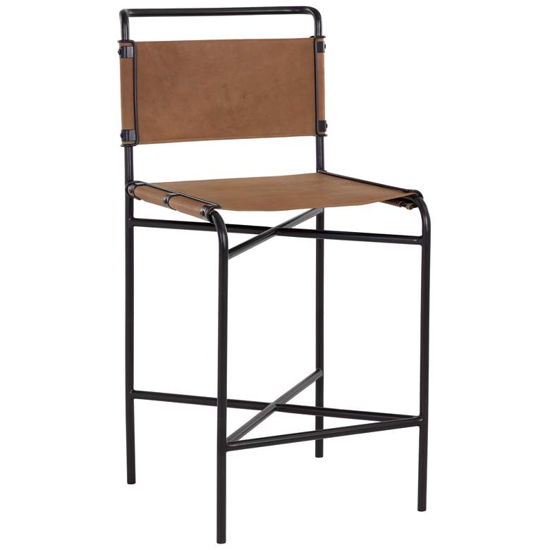 Image 1 Sunpan Corrigan Counter Stool Cognac Leather