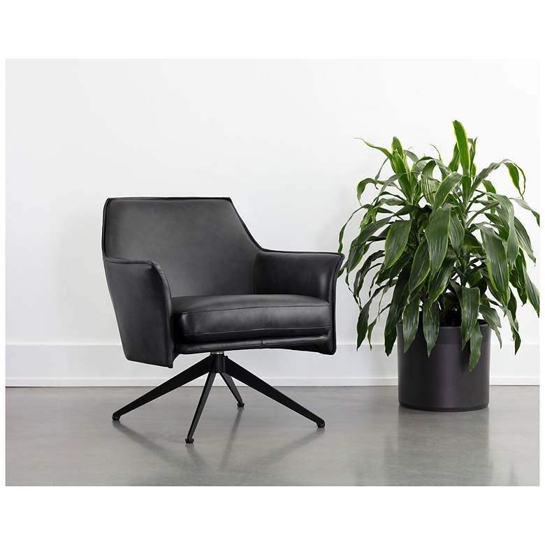 Image 1 Sunpan Crosby Swivel Lounge Chair Alpine Black Leather