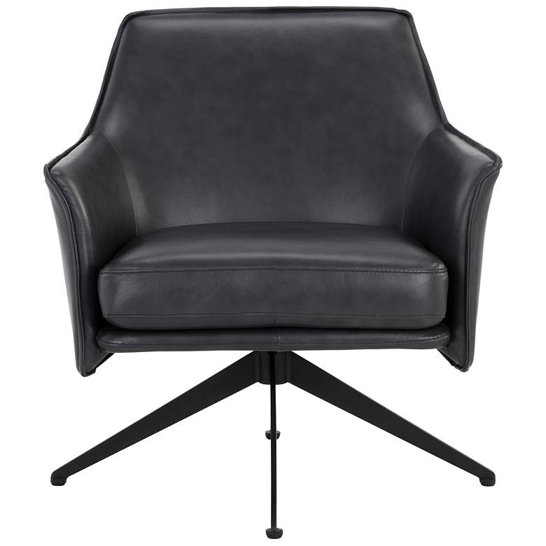 Image 3 Sunpan Crosby Swivel Lounge Chair Alpine Black Leather more views