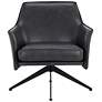 3_Sunpan Crosby Swivel Lounge Chair Alpine Black Leather more views