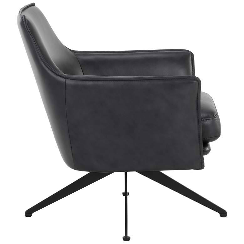 Image 4 Sunpan Crosby Swivel Lounge Chair Alpine Black Leather more views