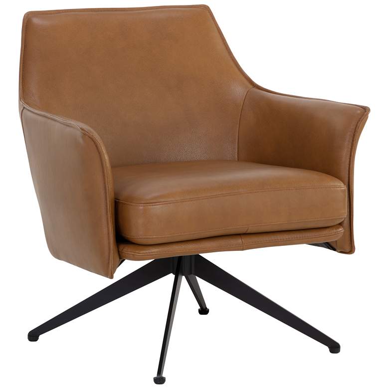 Image 2 Sunpan Crosby Swivel Lounge Chair Missouri Cognac Leather