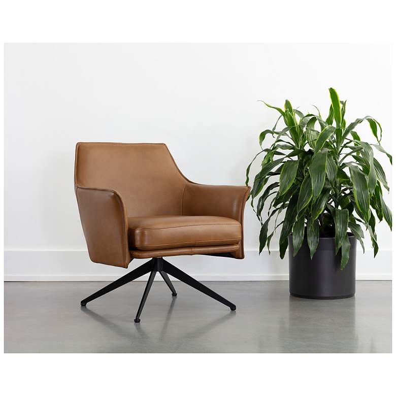 Image 1 Sunpan Crosby Swivel Lounge Chair Missouri Cognac Leather