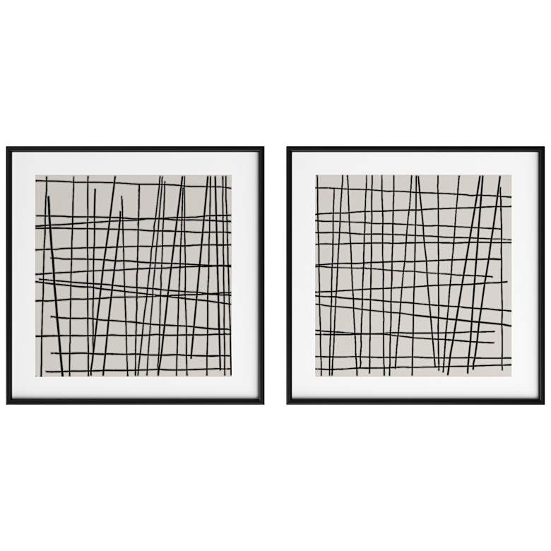 Image 1 Sunpan Crosshatch (Set of 2) 48" X 48" Black Floater Frame