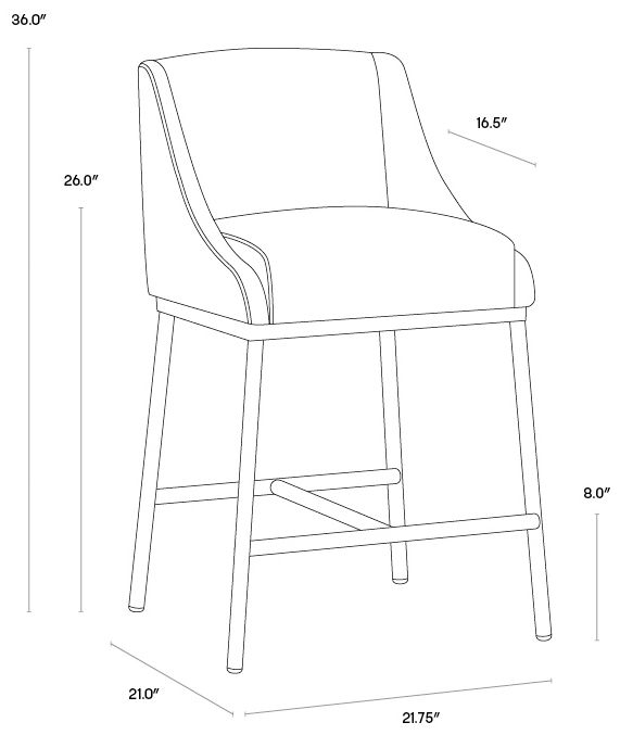 Sunpan Dalary Counter Stool Bravo Metal and Polo Club Stone