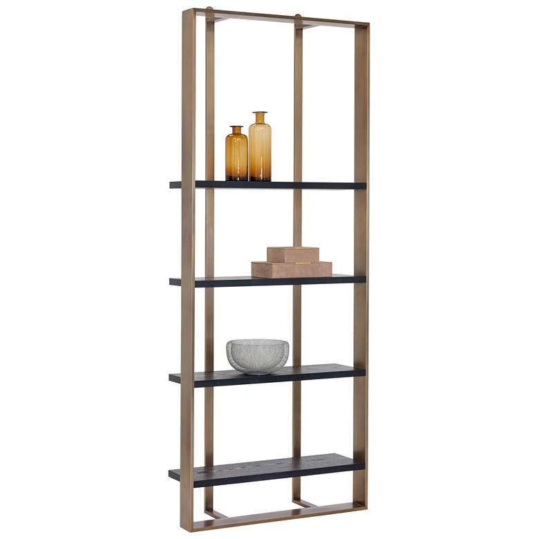Image 1 Sunpan Dalton Bookcase Antique Brass Black