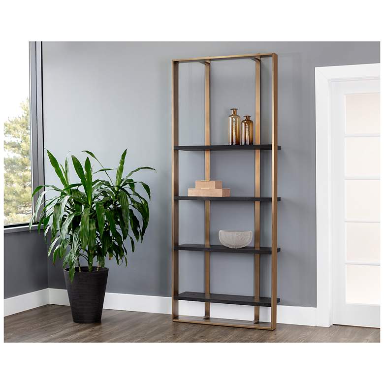 Image 5 Sunpan Dalton Bookcase Antique Brass Black more views