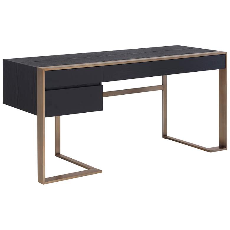 Image 2 Sunpan Dalton Desk Antique Brass Black more views