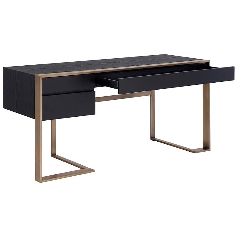 Image 3 Sunpan Dalton Desk Antique Brass Black more views