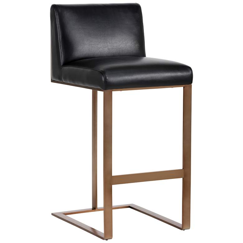 Image 1 Sunpan Dean Barstool Antique Brass Cantina Black