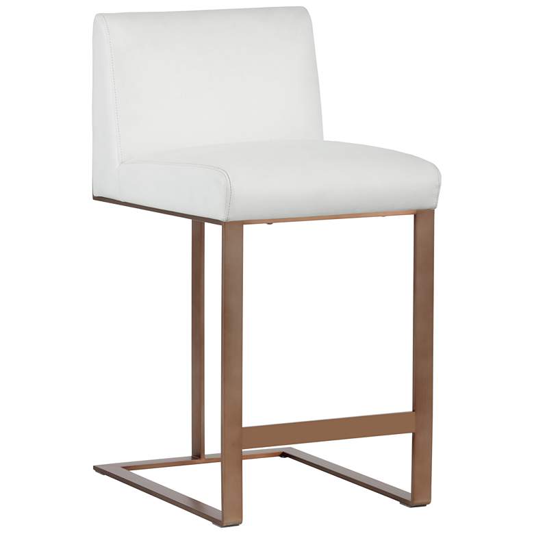 Image 1 Sunpan Dean Counter Stool Antique Brass Cantina White