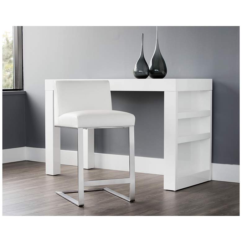 Image 5 Sunpan Dean Counter Stool Stainless Steel Cantina White more views