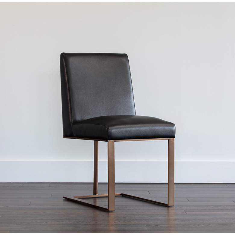 Image 1 Sunpan Dean Dining Chair Antique Brass Cantina Black