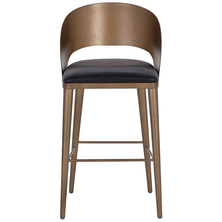 Image 2 Sunpan Dezirae Barstool Antique Brass Charcoal Black Leather more views