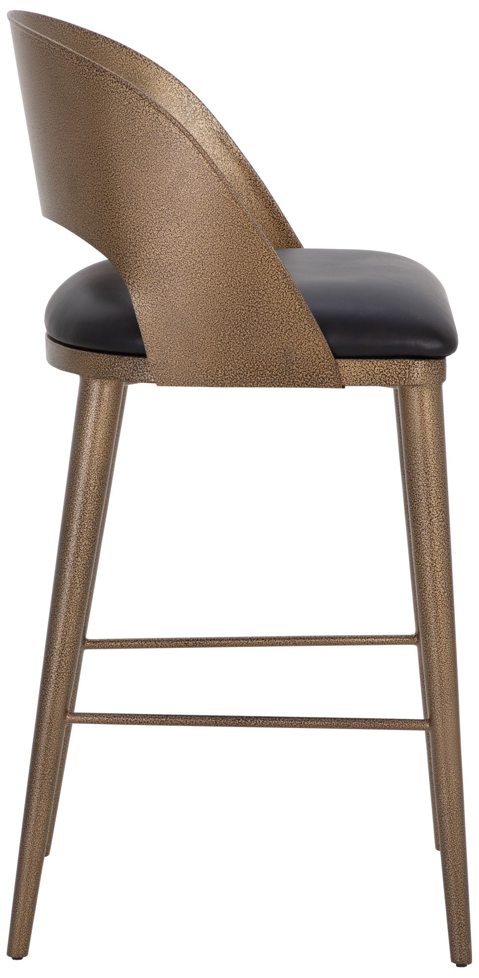 Image 3 Sunpan Dezirae Barstool Antique Brass Charcoal Black Leather more views