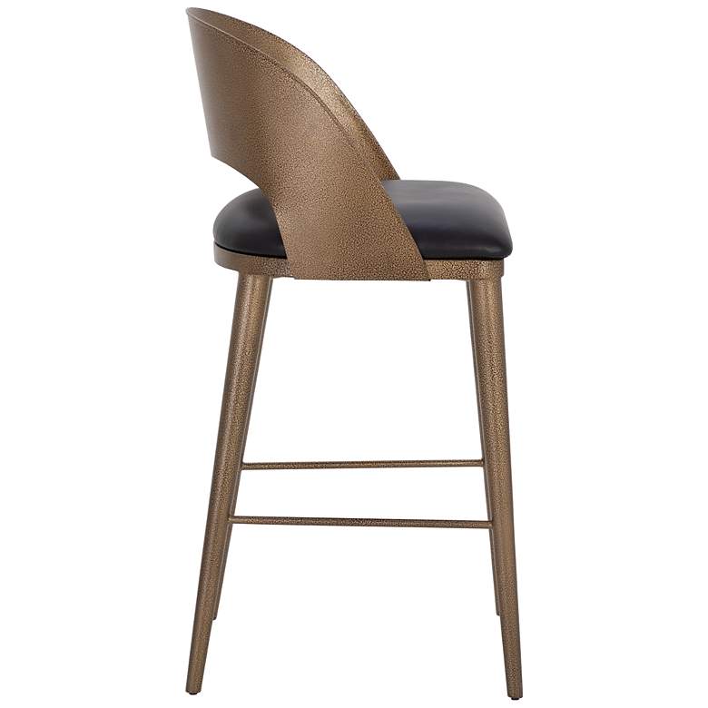 Image 3 Sunpan Dezirae Barstool Antique Brass Charcoal Black Leather more views