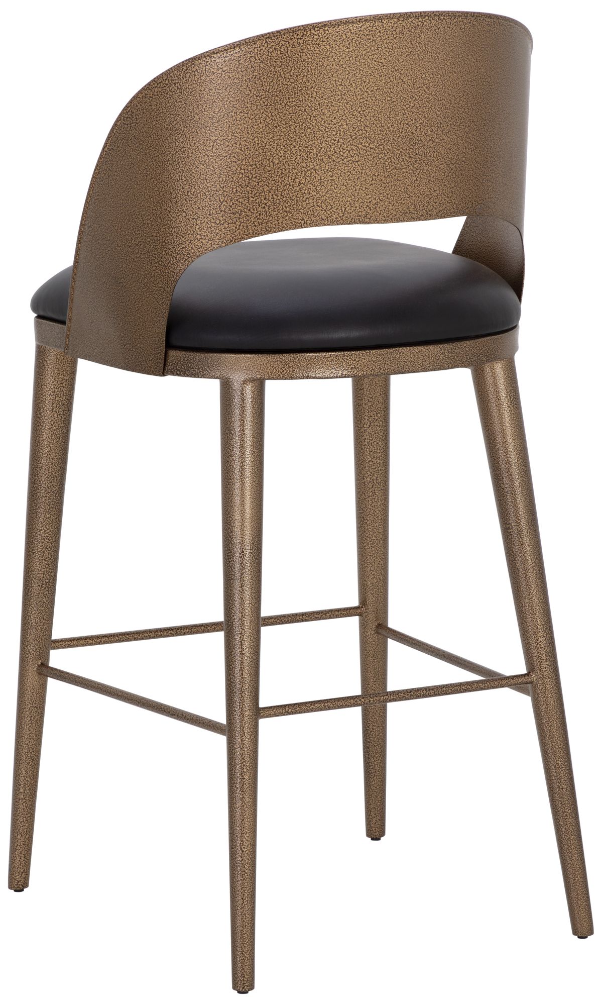 Image 4 Sunpan Dezirae Barstool Antique Brass Charcoal Black Leather more views