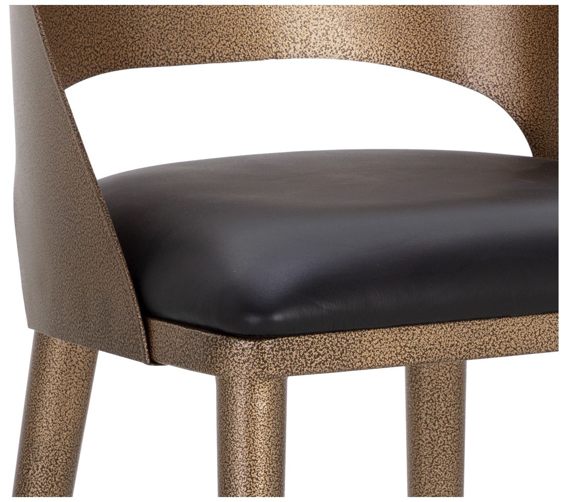 Image 6 Sunpan Dezirae Barstool Antique Brass Charcoal Black Leather more views