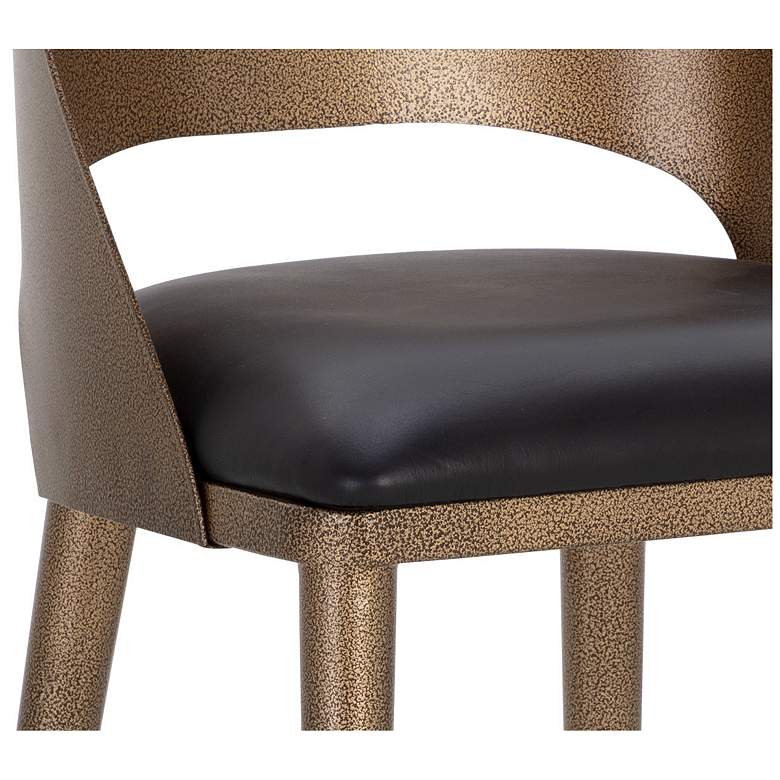 Image 6 Sunpan Dezirae Barstool Antique Brass Charcoal Black Leather more views