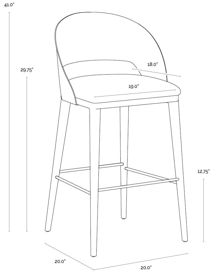 Sunpan Dezirae Barstool Antique Brass Charcoal Black Leather