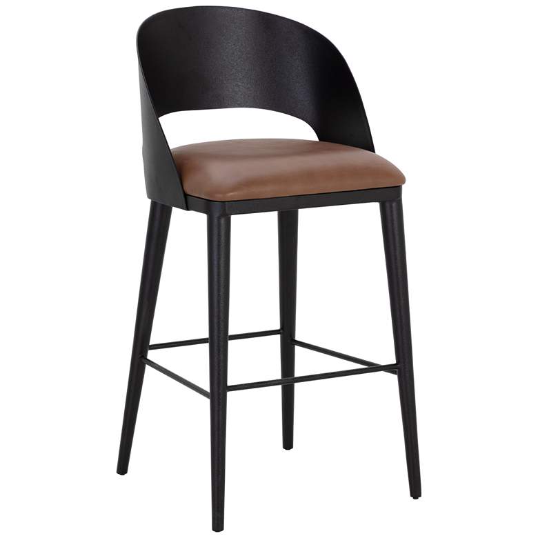 Image 1 Sunpan Dezirae Barstool Black Cognac Leather