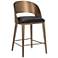 Sunpan Dezirae Counter Stool Antique Brass Charcoal Black Leather