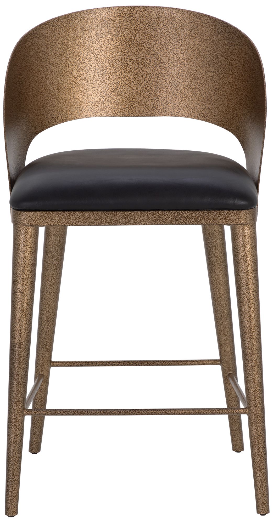 Image 2 Sunpan Dezirae Counter Stool Antique Brass Charcoal Black Leather more views