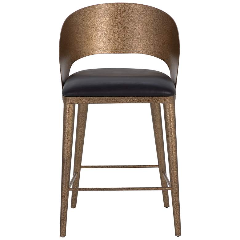 Image 2 Sunpan Dezirae Counter Stool Antique Brass Charcoal Black Leather more views