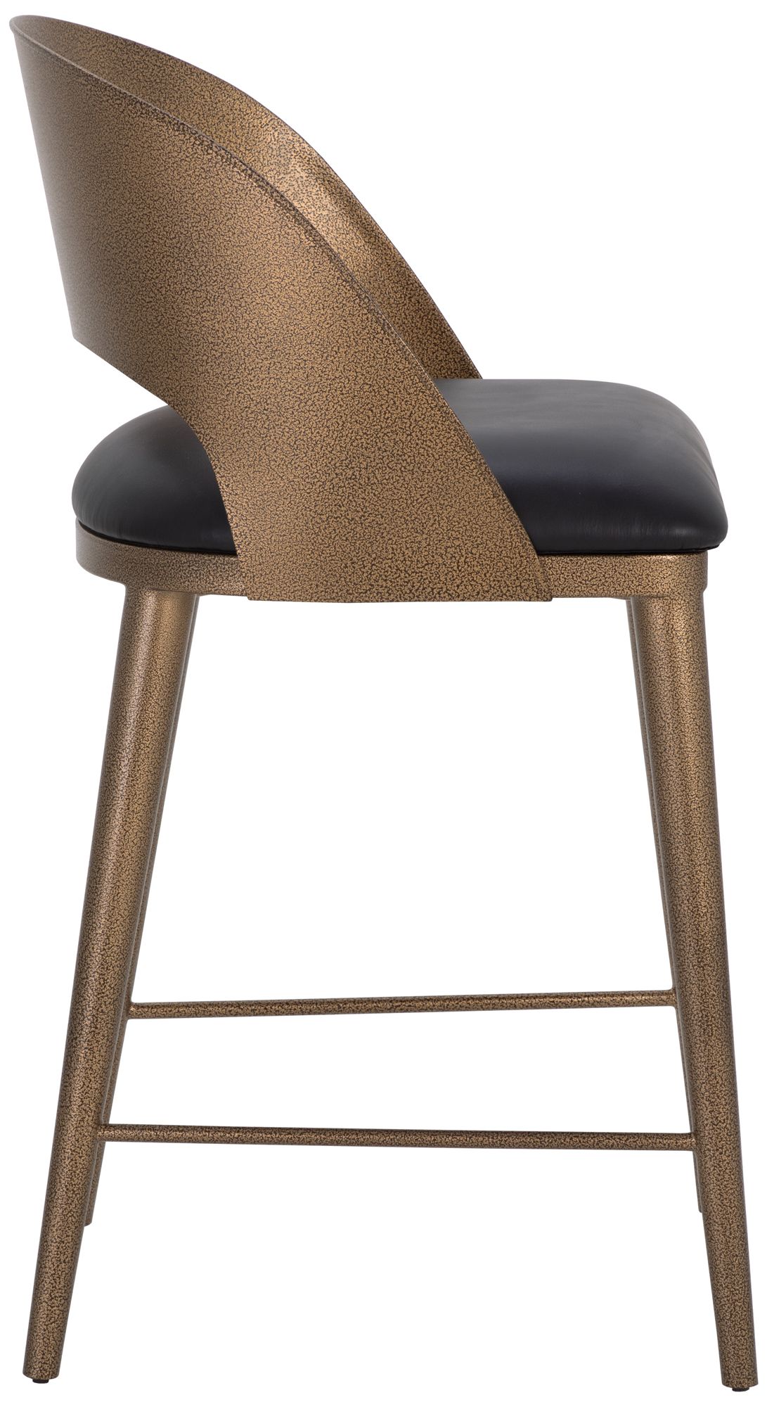 Image 3 Sunpan Dezirae Counter Stool Antique Brass Charcoal Black Leather more views