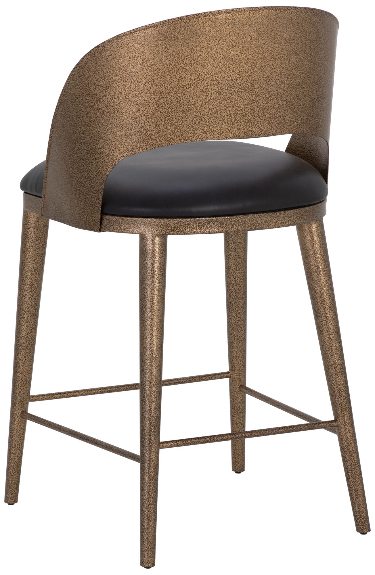 Image 4 Sunpan Dezirae Counter Stool Antique Brass Charcoal Black Leather more views