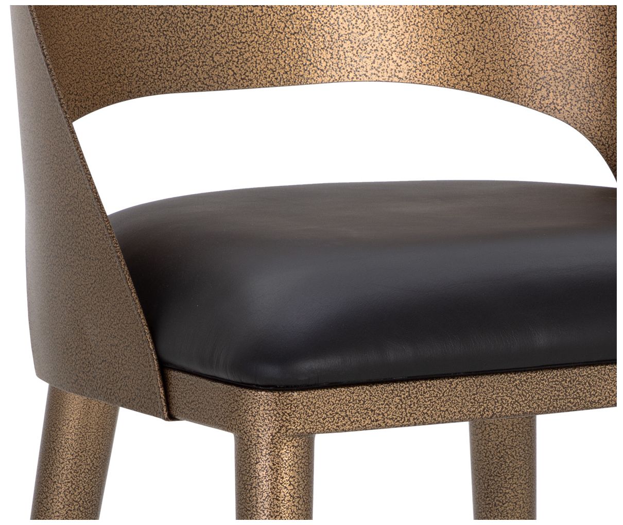 Image 6 Sunpan Dezirae Counter Stool Antique Brass Charcoal Black Leather more views