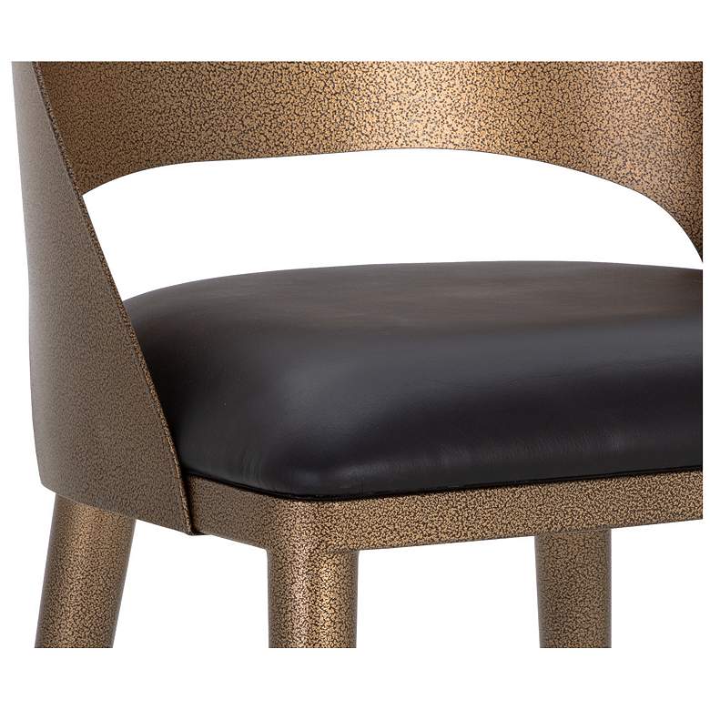 Image 6 Sunpan Dezirae Counter Stool Antique Brass Charcoal Black Leather more views